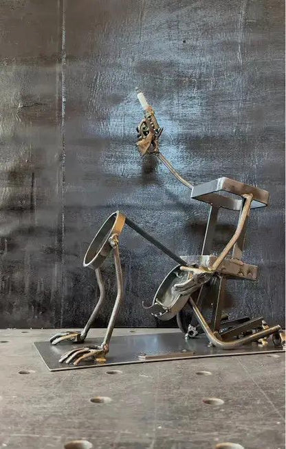 Whiskey Bottle Holder Hand-Forged Steel 2-Bottle Angled Spout