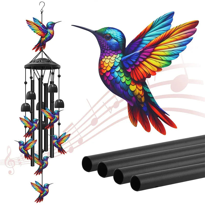 Wind Chime Anodized Aluminum Hummingbird Design