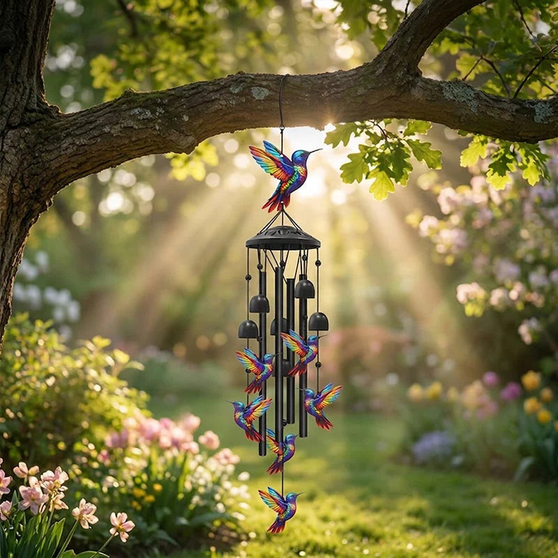 Wind Chime Anodized Aluminum Hummingbird Design