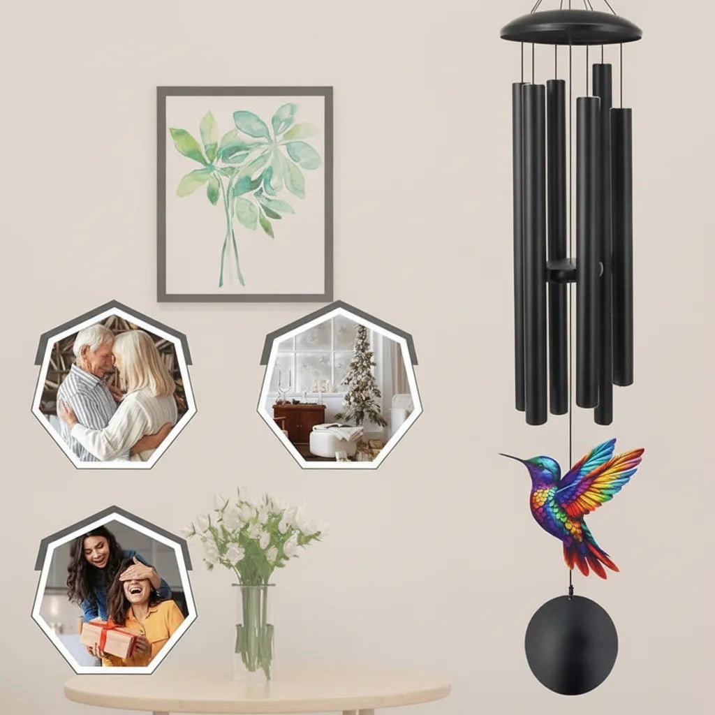 Wind Chime Anodized Aluminum Hummingbird Design
