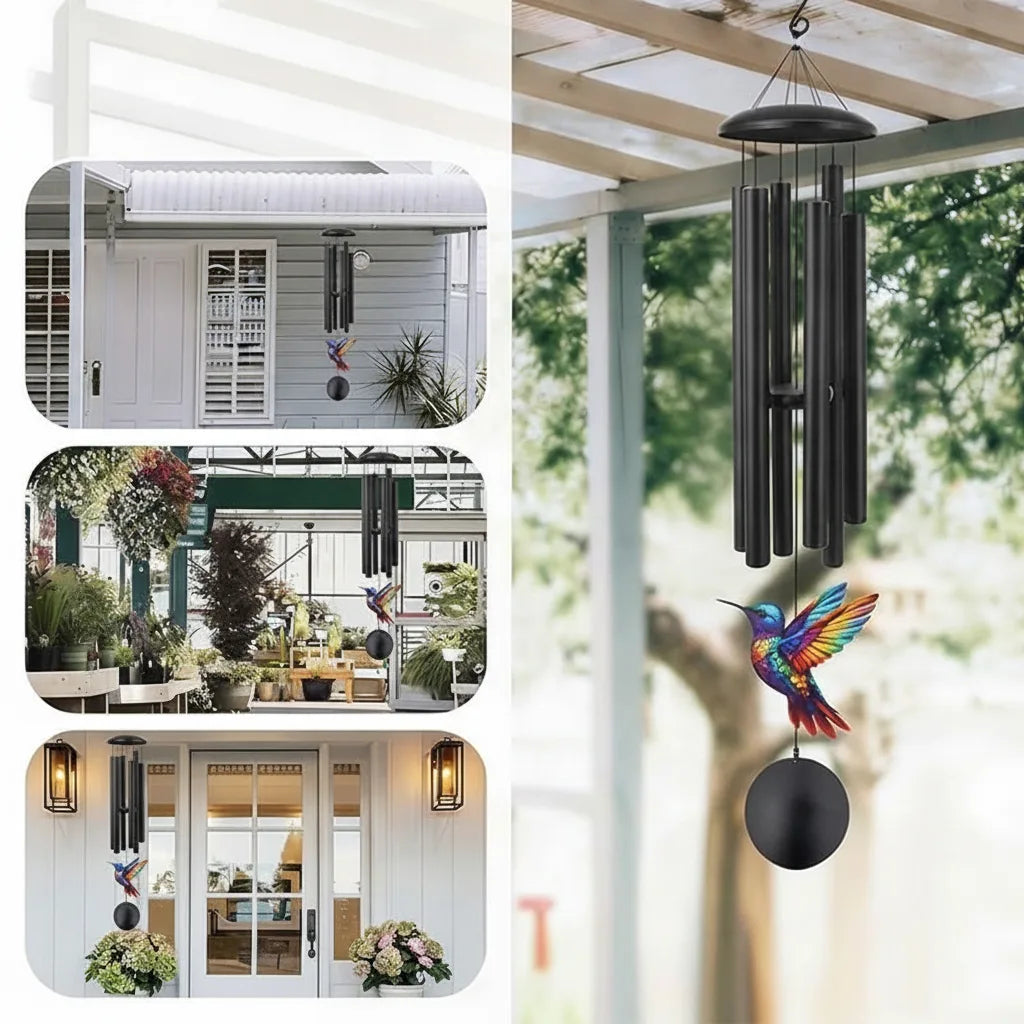Wind Chime Anodized Aluminum Hummingbird Design