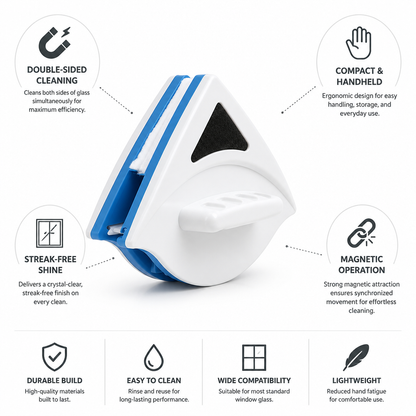 Window Cleaner Double-Sided Magnetic Handheld