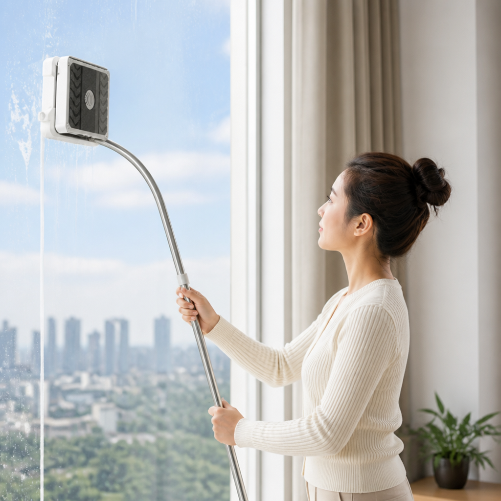 Window Cleaner Magnetic Double-Sided Extendable Handle