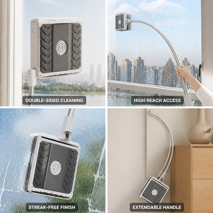 Window Cleaner Magnetic Double-Sided Extendable Handle