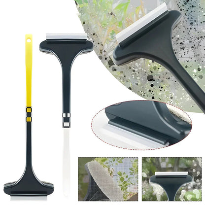 Window Squeegee & Screen Brush Dual-Action Ergonomic Handle