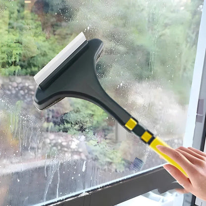 Window Squeegee & Screen Brush Dual-Action Ergonomic Handle