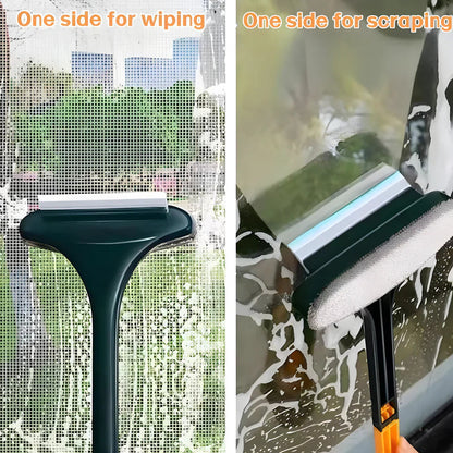 Window Squeegee & Screen Brush Dual-Action Ergonomic Handle