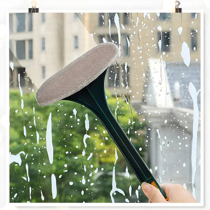 Window Squeegee & Screen Brush Dual-Action Ergonomic Handle