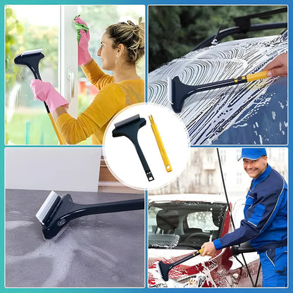 Window Squeegee & Screen Brush Dual-Action Ergonomic Handle