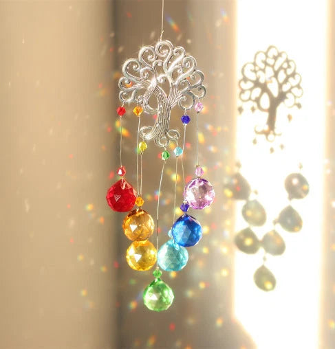 Window Suncatcher Tree Of Life Metal & Crystal Beads