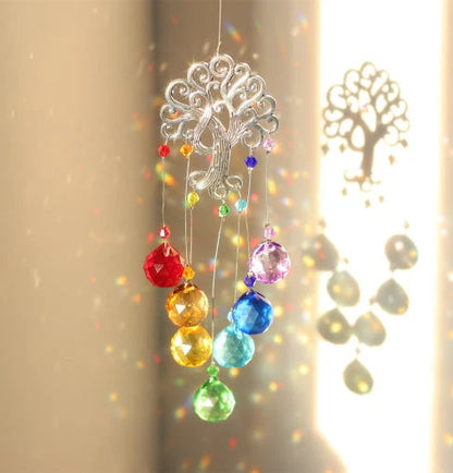Window Suncatcher Tree Of Life Metal & Crystal Beads