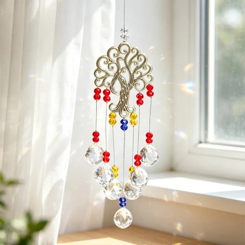 Window Suncatcher Tree Of Life Metal & Crystal Beads