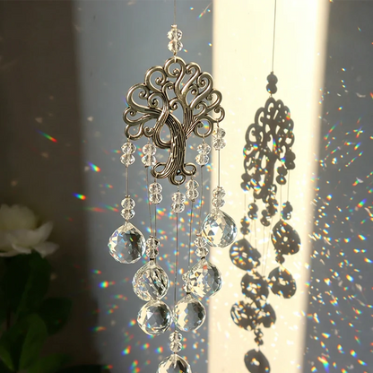 Window Suncatcher Tree Of Life Metal & Crystal Beads