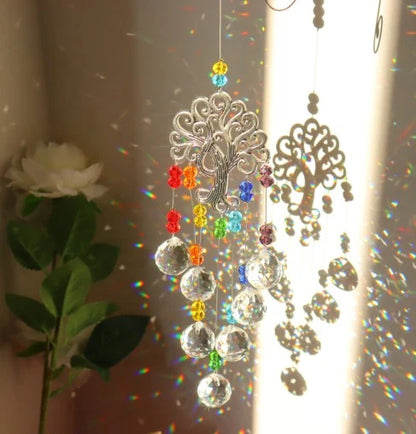 Window Suncatcher Tree Of Life Metal & Crystal Beads
