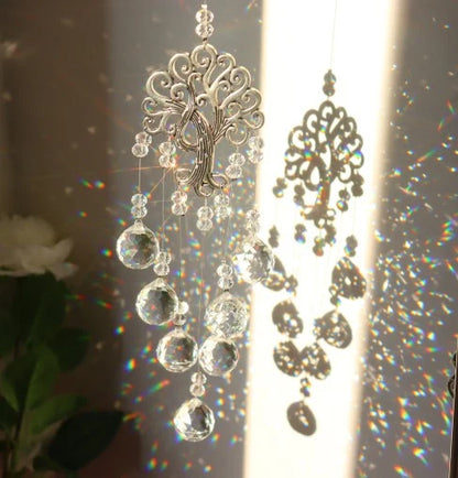 Window Suncatcher Tree Of Life Metal & Crystal Beads