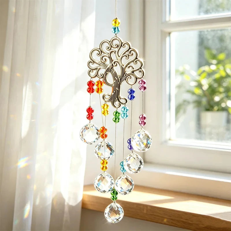 Window Suncatcher Tree Of Life Metal & Crystal Beads