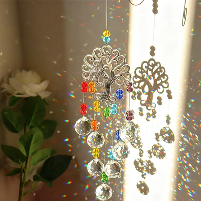 Window Suncatcher Tree Of Life Metal & Crystal Beads