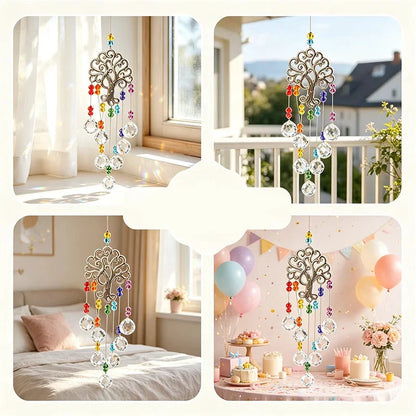 Window Suncatcher Tree Of Life Metal & Crystal Beads