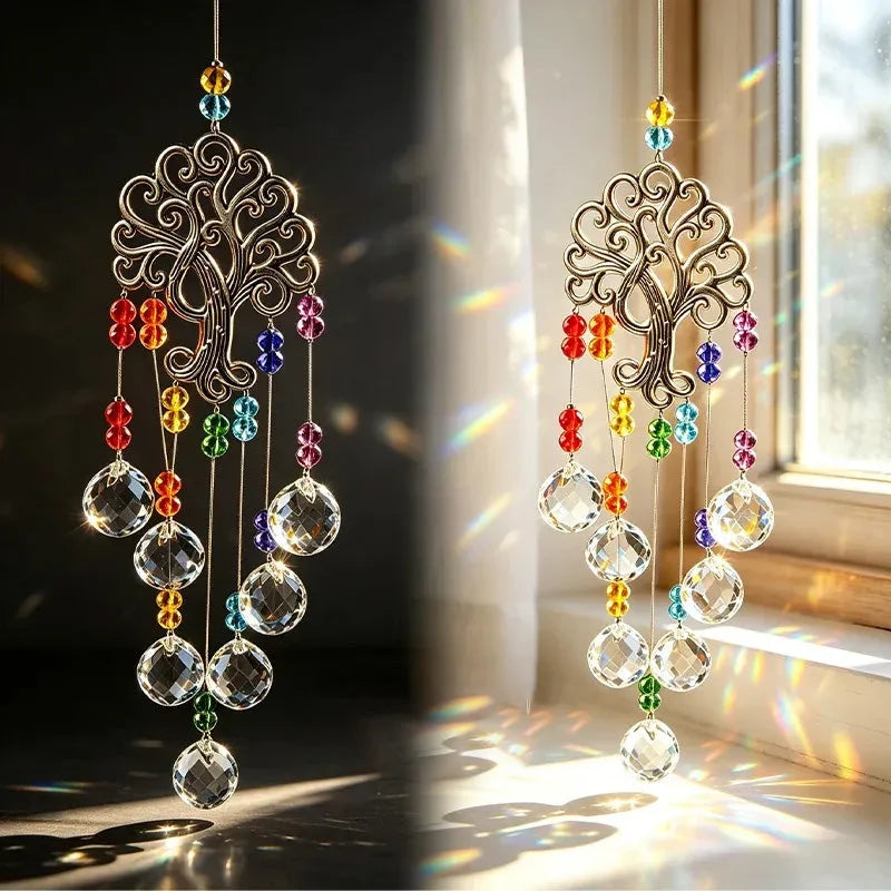 Window Suncatcher Tree Of Life Metal & Crystal Beads