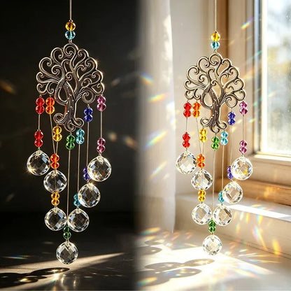 Window Suncatcher Tree Of Life Metal & Crystal Beads