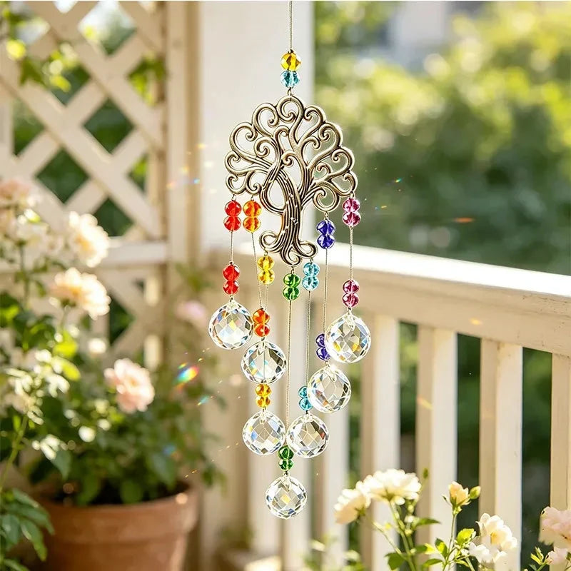 Window Suncatcher Tree Of Life Metal & Crystal Beads