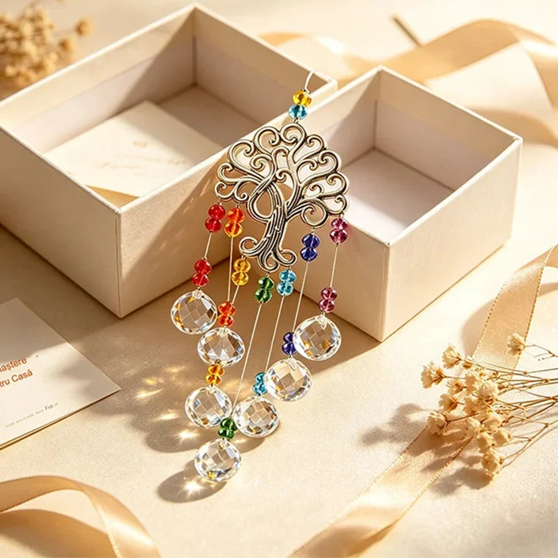 Window Suncatcher Tree Of Life Metal & Crystal Beads