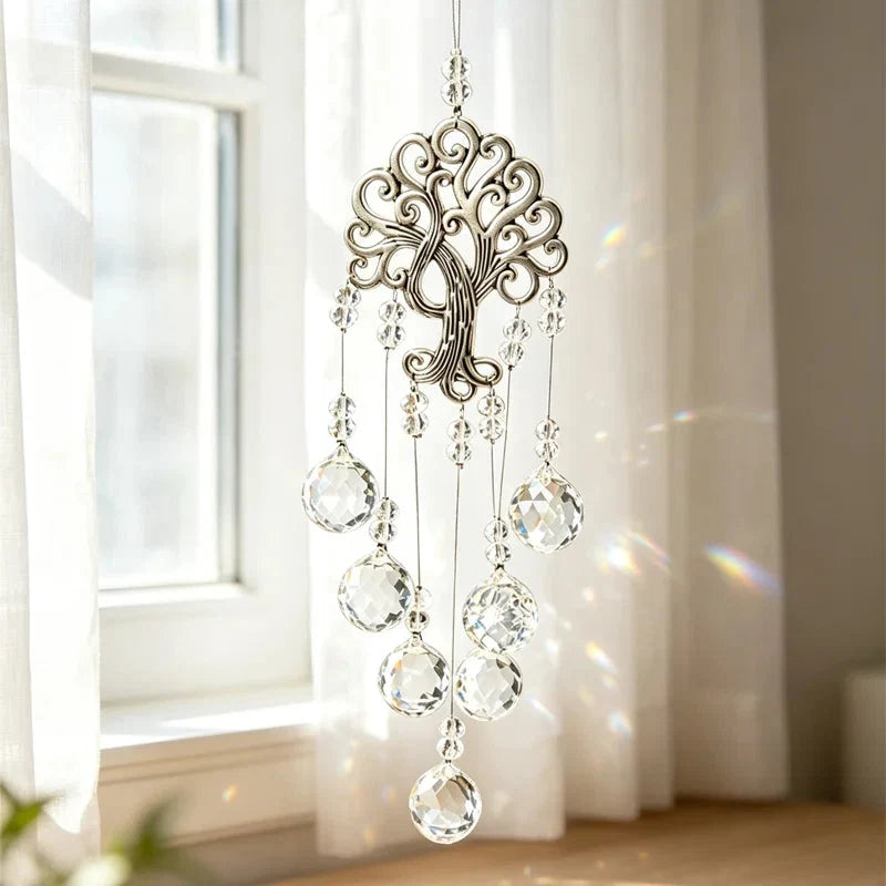 Window Suncatcher Tree Of Life Metal & Crystal Beads