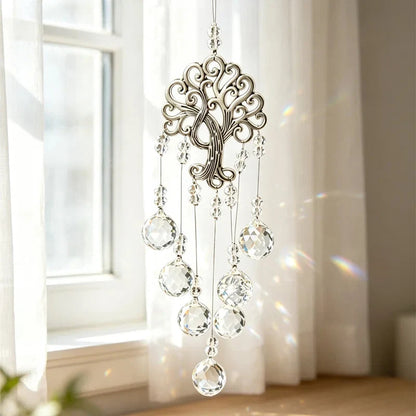 Window Suncatcher Tree Of Life Metal & Crystal Beads