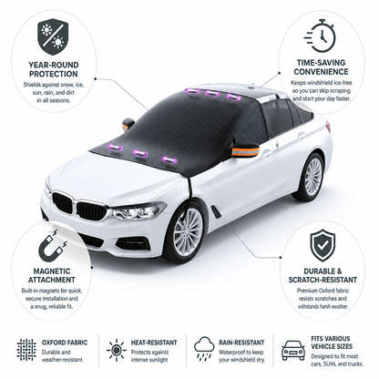 Windshield Cover Magnetic Attachment Oxford Fabric Year Round