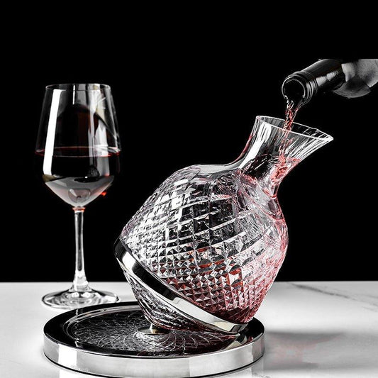 Wine Decanter 360 Degree Rotating Hand-Blown Lead-Free Crystal
