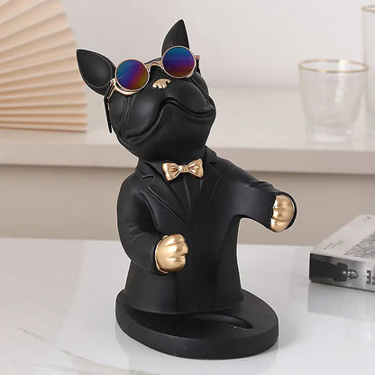 Wine Glass Holder Handcrafted Dog Figurine Holds Two Glasses