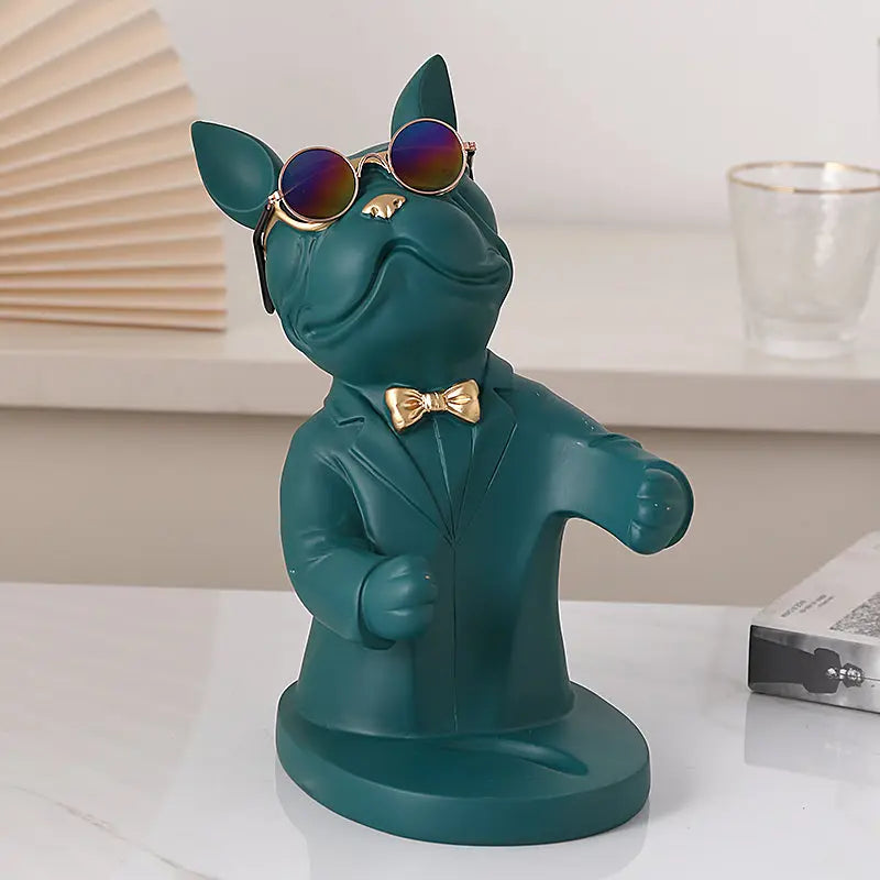 Wine Glass Holder Handcrafted Dog Figurine Holds Two Glasses