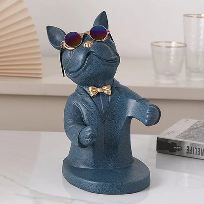 Wine Glass Holder Handcrafted Dog Figurine Holds Two Glasses
