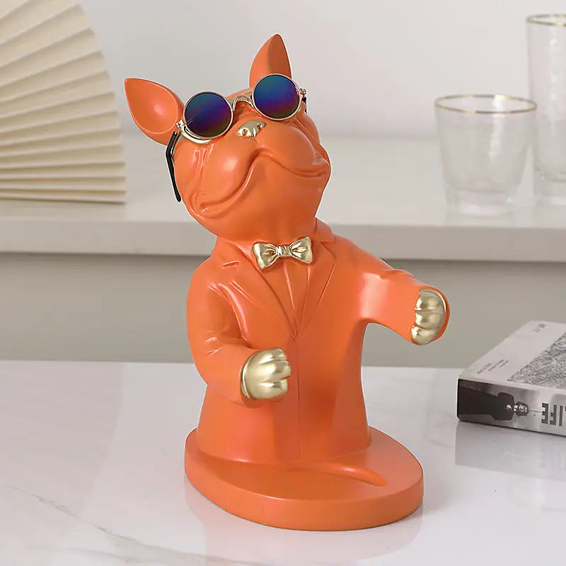 Wine Glass Holder Handcrafted Dog Figurine Holds Two Glasses