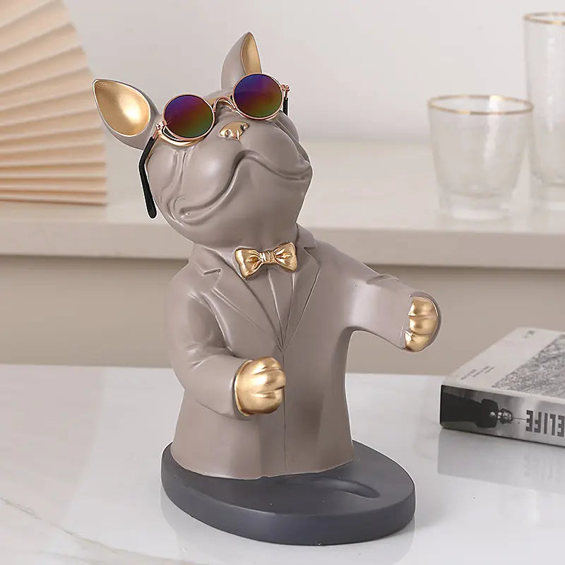 Wine Glass Holder Handcrafted Dog Figurine Holds Two Glasses