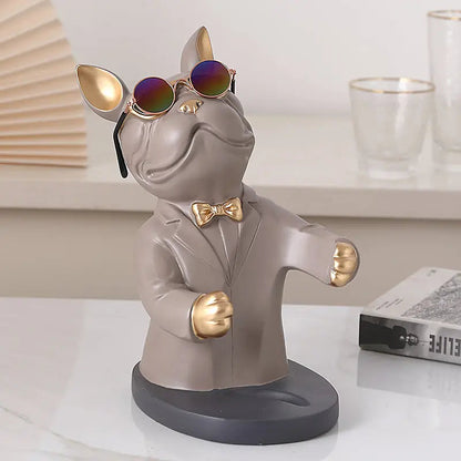 Wine Glass Holder Handcrafted Dog Figurine Holds Two Glasses