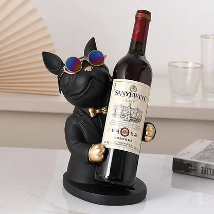 Wine Glass Holder Handcrafted Dog Figurine Holds Two Glasses