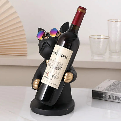 Wine Glass Holder Handcrafted Dog Figurine Holds Two Glasses