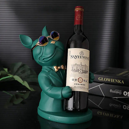 Wine Glass Holder Handcrafted Dog Figurine Holds Two Glasses