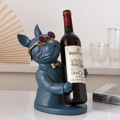 Wine Glass Holder Handcrafted Dog Figurine Holds Two Glasses