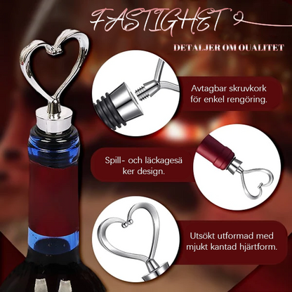 Wine Stopper Heart Handle Stainless Steel & Silicone Seal