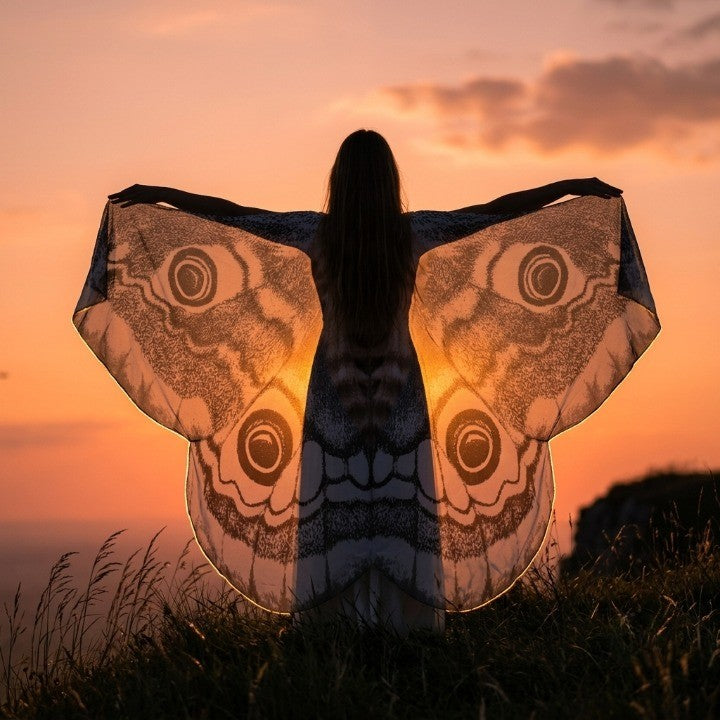 Wing Cloak Moth-Inspired Lightweight Chiffon One Size