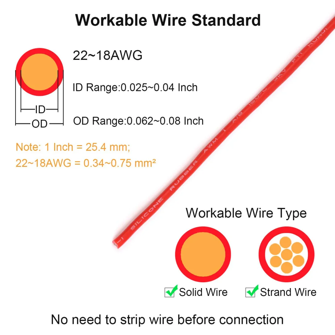 Wire Connector Set Tool-Free Snap-In Solid & Stranded