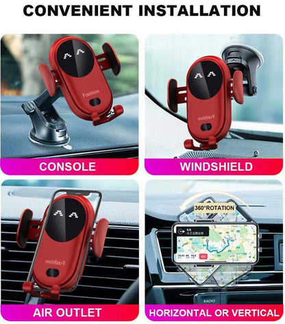 Wireless Car Charger 15W Fast Charging Auto-Clamp