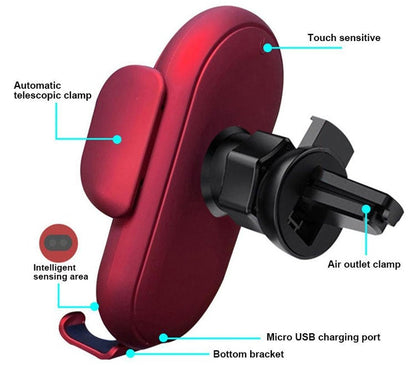 Wireless Car Charger 15W Fast Charging Auto-Clamp