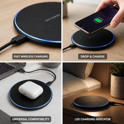 Wireless Charging Station with LED Light Ring (30W Fast Charging)
