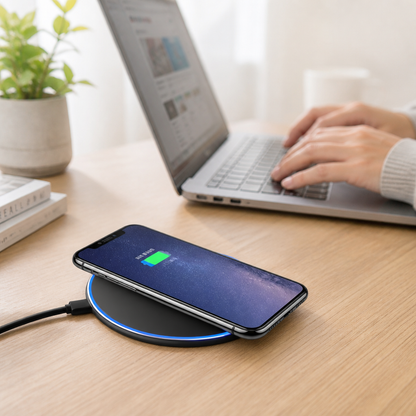 Wireless Charging Station with LED Light Ring (30W Fast Charging)