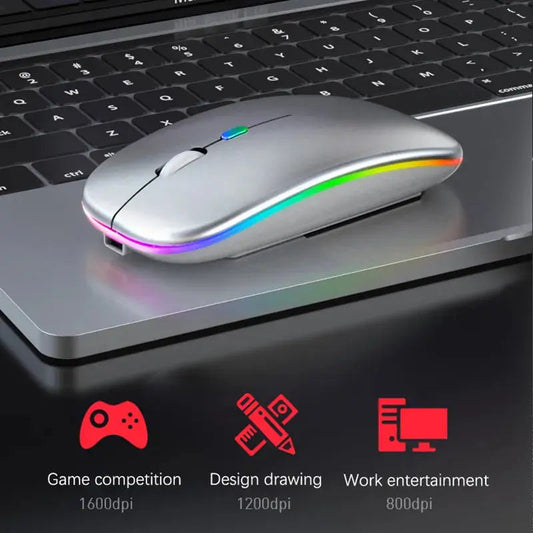 Wireless Mouse Slim Ergonomic Bluetooth & 2.4 GHz