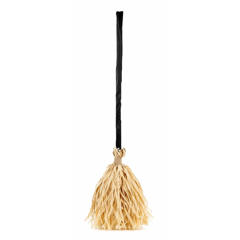 Witch Broom Decoration Vibrating & Laugh Sound Battery-Operated Green LED