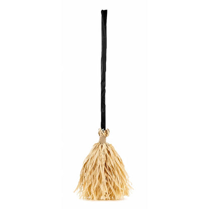 Witch Broom Decoration Vibrating & Laugh Sound Battery-Operated Green LED